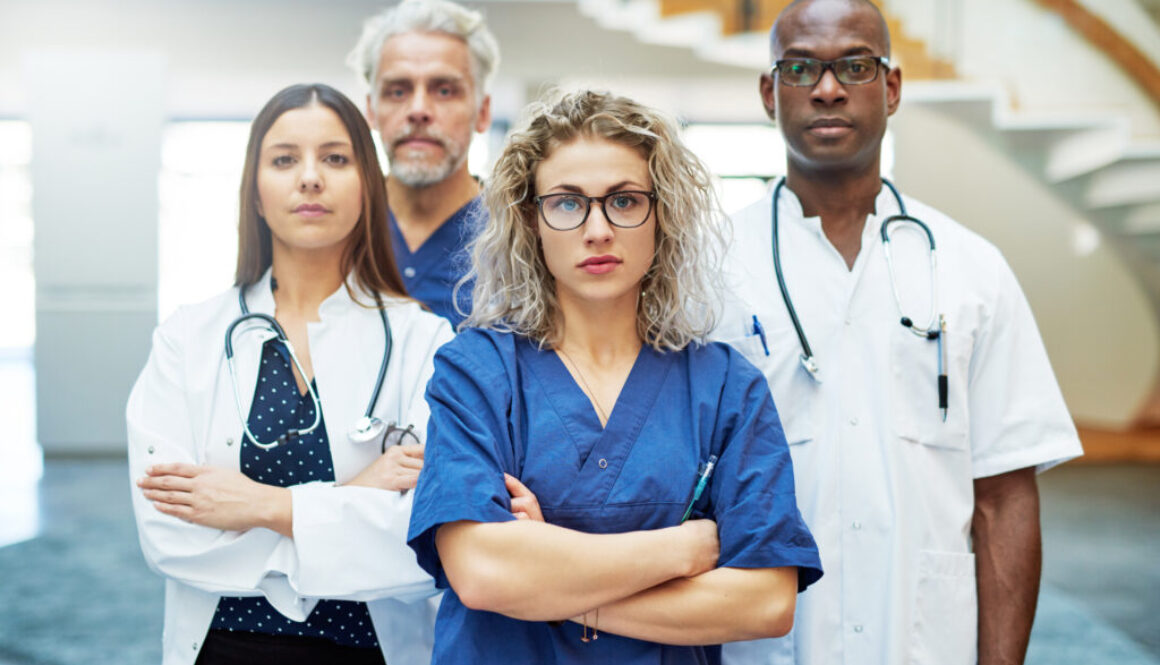 The medicine workers standing in a clinic